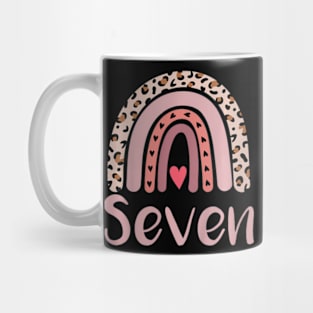 Kids 7 Year Old Leopard Rainbow Birthday Party Cute Girl 7Th Mug